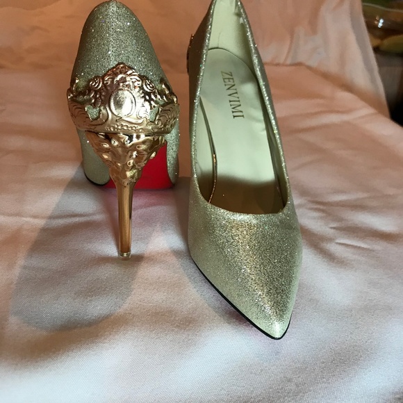 🌟🥂Champagne Heels with Gold Heel🥂🌟 - Picture 6 of 7